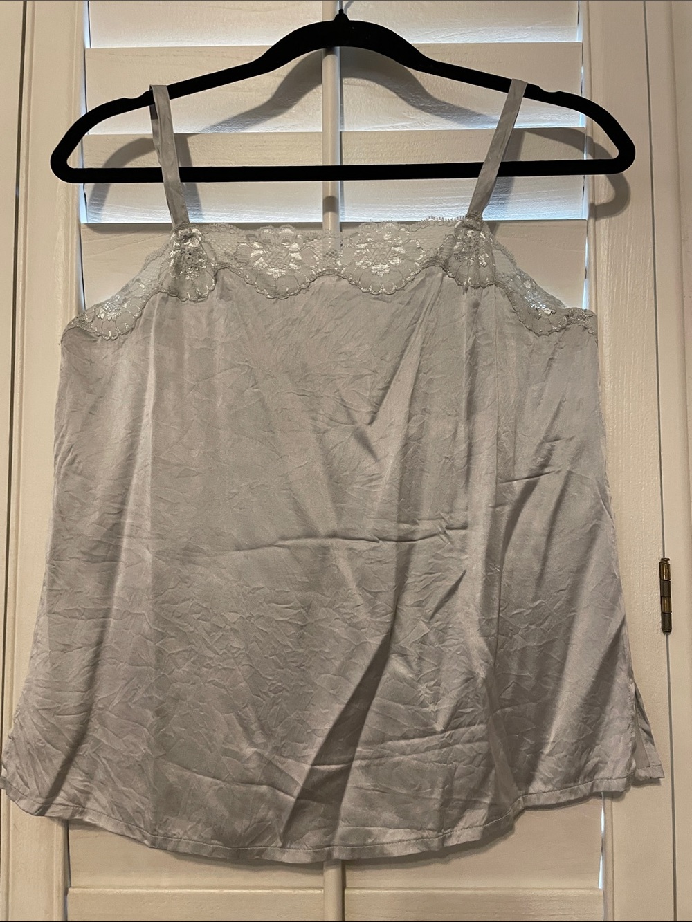 Chico's White Satin Lace-Trim Slip Camisole